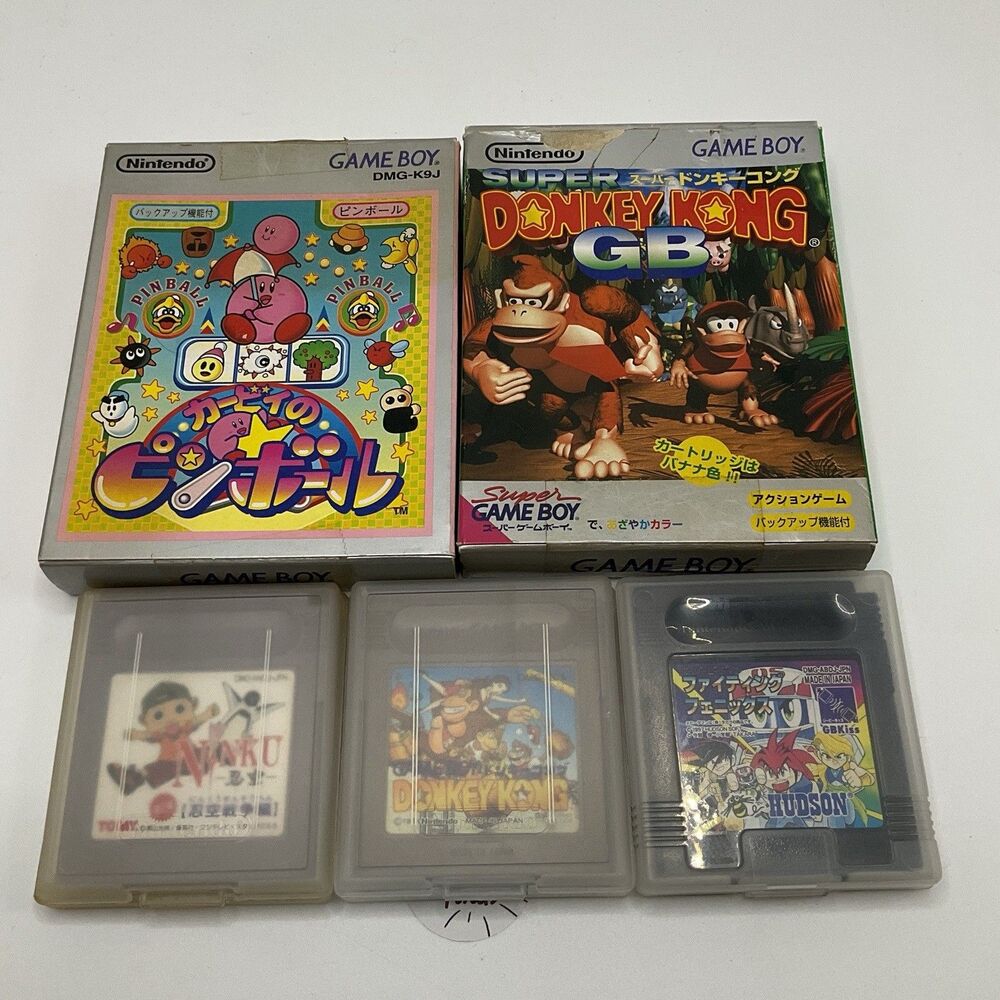 5 Japanese Nintendo Game Boy Lot Donkey Kong GB Kirby Pinball Boxed